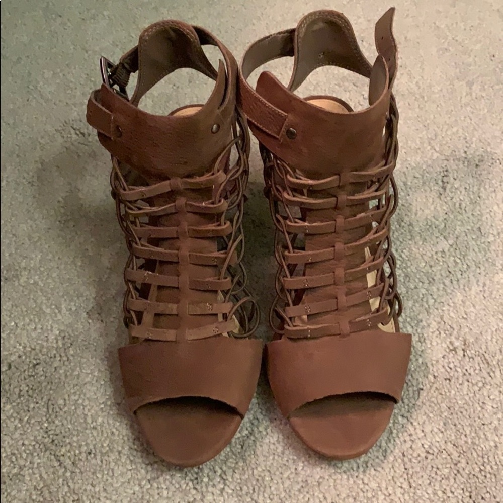 Vince Camuto open toe woven heels